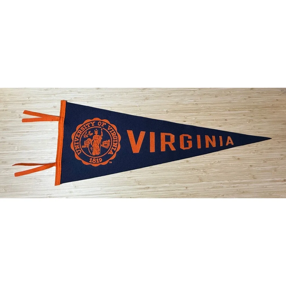 University of Virginia UVA Cavaliers Felt Pennant Navy Blue Orange 1819 Seal